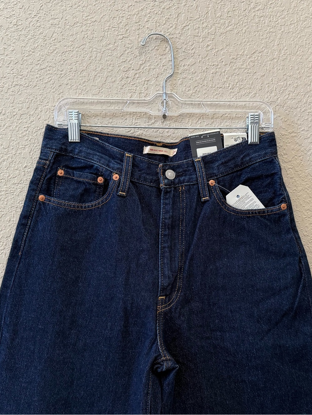 Levi’s Jeans Ribcage High-Rise Wide Leg Dark Indigo Casual Festival Western 29 - Picture 7 of 14